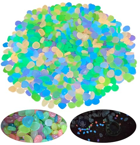 Leuchtsteine Bunt 800 Stück Muggelsteine Dekosteine Steine Kieselsteine Garten Fluoreszierende Steine Gartendeko Leuchtkiesel Bunt Deko Steine Kleine für Garten Aquarium Kinderzimmer Balkon Deko