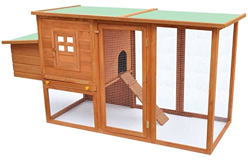 NITCA Hühnerstall mit 1 Legenest Kaninchenstall Freigehege Für Kaninchen Meerschweinchen Käfig Hasenhaus Kleintierhaus Hamsterkäfig Holz Kaninchengehege Kleintierkäfig