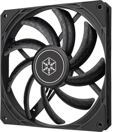 SilverStone Technology Air Slimmer 140 Enhanced Performance 140mm Slim Fan with Full-Range PWM and Shark Force Technology, (SST-AS140B)