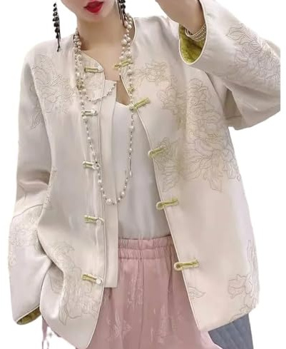 Veste de Style Chinois pour Femme - Veste à Boucle Classique Dame Mode Costume Tang Femme élégance Ethnique Vintage Manteau Femmes Style Chinois vêtements Printemps Automne Vestes décontract