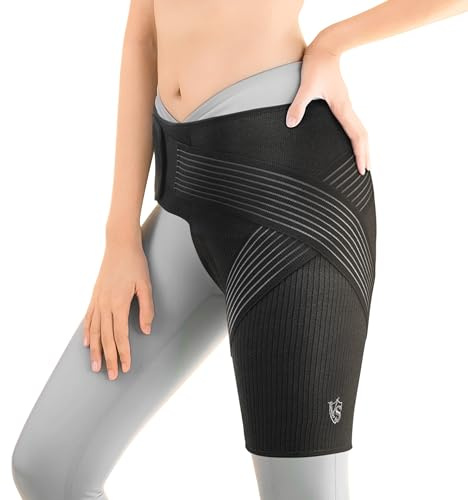 Vital Salveo Graphene Hip Brace for Women & Men – Hip & Thigh Brace with Compression Support for Hip Pain Relief, Adjustable Cross Strap for Sports, Walking & Daily Wear (1 PC) - Large