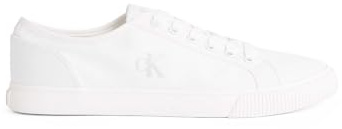 Calvin Klein Sneakers Basse da Uomo in Tela Vulcanizzata, Bianco Triplo Bianco Brillante, 45 EU