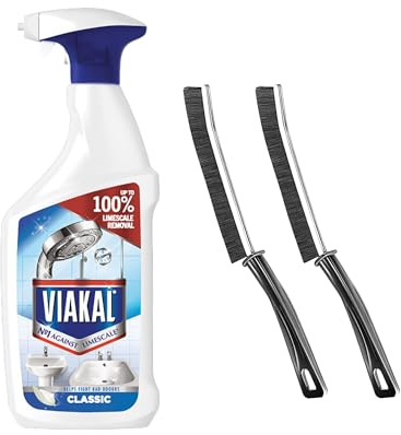 Limescale Remover Spray Bundle: Heavy Duty Limescale Remover Bathroom Cleaner Spray with 2 Bonus Crevice Cleaning Brushes - Ideal for Limescale Removal on Toilet, Shower & Kitchen Surfaces
