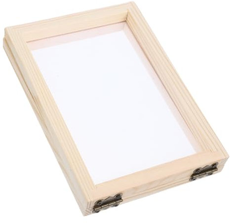 JEWEDECO Metall Holz Papierherstellung Holzsieb Papierherstellung Rahmen Bastelholzrahmen Mehrzweck Papierrahmen Khaki