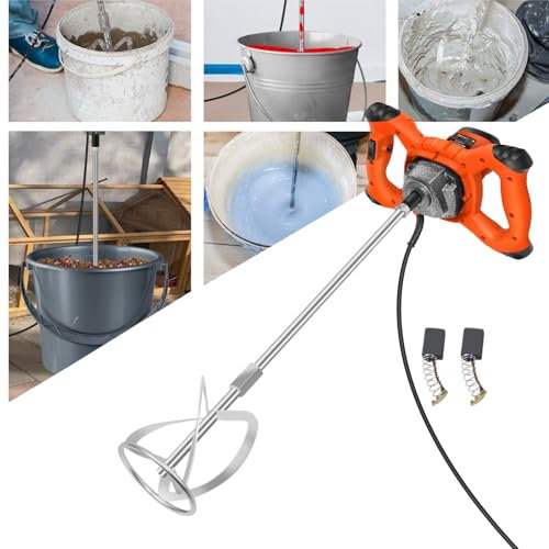 Portable Concrete Cement Mixer Plaster Mixer Paint Mixer 2600W Handheld Electric Paddle Mixer with 6 Adjustable Speed,Concrete Tool for Mixing Feed/Plaster/Paint/Mortar/Cement/Concrete,Orange
