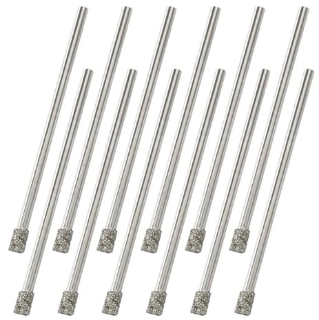 Cjueiom Set di 12 punte da trapano diamantate da 1/8 di pollice da 3 mm, set di punte da trapano per vetro, punte diamantate per piastrelle di ceramica, porcellana, marmo, granito, pietra