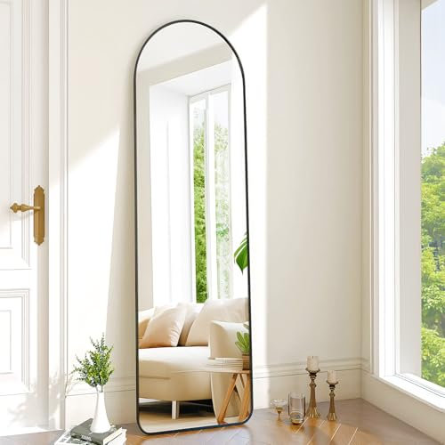 Espejo de cuerpo entero arco 48x160 cm metal negro soporte estable