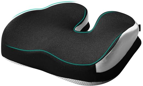 BUCOMTU Cojín para Coxis,Cojín de Asiento Ortopédico con Espuma Viscoelástica, Cojín Ergonómico para Coxis y Ciática, Alivio de Presión en Cadera y Espalda, Ideal para Silla de Oficina (Negro)
