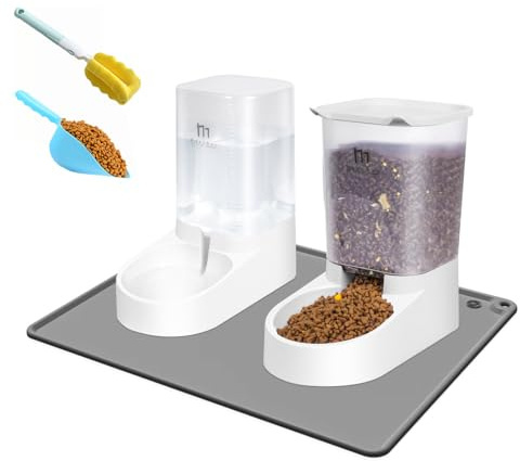 Marchul Distributeur automatique de nourriture et d'eau pour chats, chiens, distributeur de croquettes et d'eau pour animaux domestiques (3,8L + coussin en silicone)