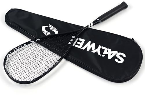 Racchetta da squash Full Carbon con borse per racchette, palestra indoor, sport, per principianti professionisti, allenamento per principianti, gioco di racquetball (nero)