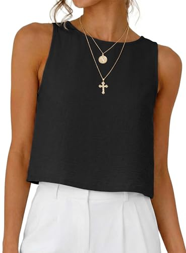 Vacation Outfits for Women Spring Tops Beach Summer Clothes 2026 Cute Summer Boho Tank Tops,Black,S