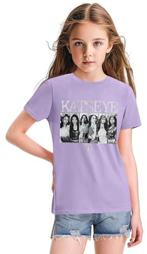 Girls Shirts Katseye Merch Summer Tops Graphic Short Sleeve T Shirts Purple 7-8