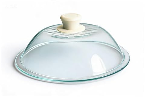 AGLAS - AGLAS - Copertura per microonde in vetro temperato leggero – 293 mm (interno 266 mm)/11,5 (diametro interno 26,5 cm) – resistente al calore – coperchio in vetro resistente con sfiato