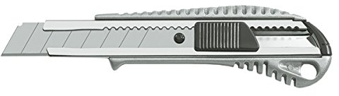 Cutter taglierino professionale, in alluminio pressofuso, 18 mm, con guida in metallo, con lama a settori