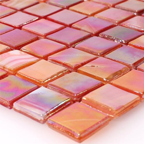 Mosafil Glasmosaik Fliesen Divina Perlmutt Effekt Rot Küchenspiegel Dusche Badezimmer