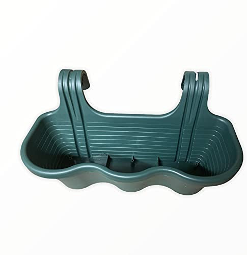 Tamersgifts Large Hanging Planter Plant Pots Trough Garden Fence Balcony Railing Flower Pot (Dark Green)