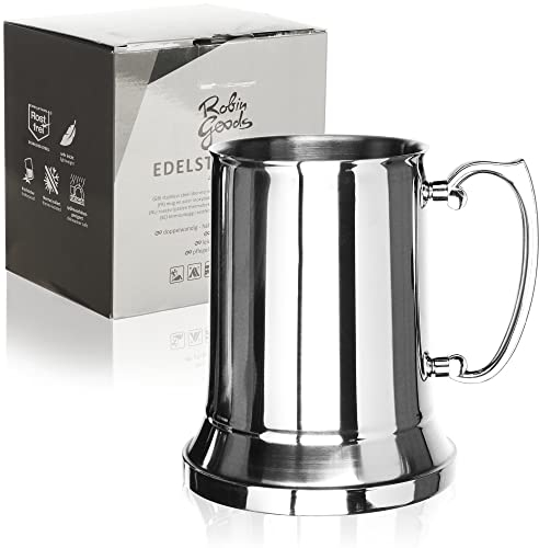 Robin Goods® Edelstahlbecher - Bierkrug aus Metall - Thermobecher doppelwandig - Campingtrinkbecher BPA-frei