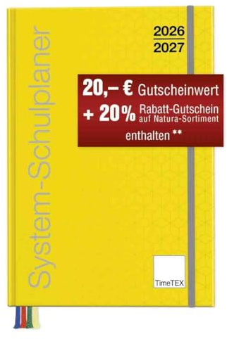TimeTEX System-Schulplaner A4-Plus Gelb - Schuljahr 2026-2027 - Lehrerkalender - Lehrertimer - 10750 - mit breitem Verschlußgummi