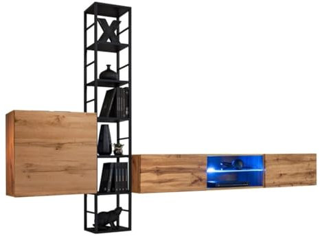 PRICE FACTORY just for you Ensemble Meubles de Salon Style Industriel Switch M6. Coloris chêne.