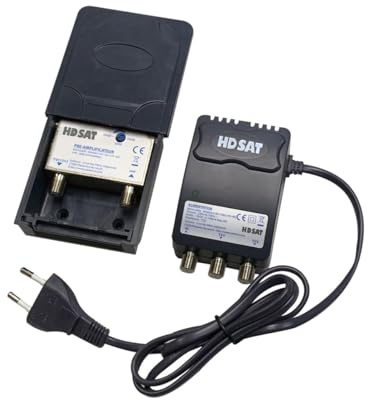 HDSAT Kit Preamplificateur de Mat Reconditionné 5G TNT UHF + Alim 12V 2 Sorties Amplificateur Antenne TV TNT Rateau