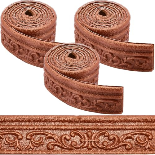 CRASPIRE 247 x 3 Pollice Modanatura A Corona Staccabile e Incolla Schiuma Marrone Autoadesiva Finitura Flessibile 3D Appiccicoso Vintage Carta da Parati Decorativa Bordo Muro Bordo in Schiuma