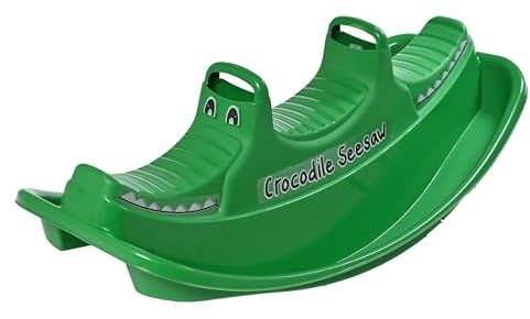 DIVCHI Teeter Totter - Active Play for Children - Easy Grip Handles & Stable Saddle for Safety - Seats Up to 3 Children - Durable Build - Green