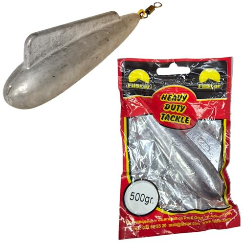 PRO FILSTAR bogserlinfiske 1 x 500 g – fiskevikter med virvel – trolling fiskebly – fiske bly – havsfiske montering – blyvikt – blyvikter – sportset fiskvikt– fiskeredskap