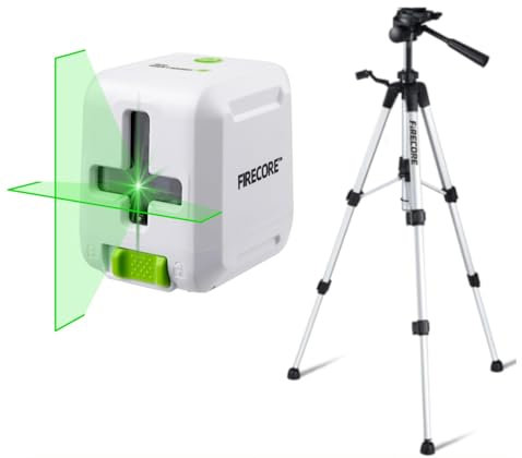 Firecore G20 Nivel Laser 360 Autonivelante,Laser Obra Verde en Cruz Alcance 30m,Nivel Laser con Tripode 120cm Ideal para Decoración,Bricolaje y Herramienta De Nivelación, 2xBatería Incluida