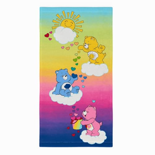 Care Bears Rainbow Kids Super Soft Cotton Bath/Pool/Beach Towel, 58 in x 28 in, (Offical Licensed Product) by Franco