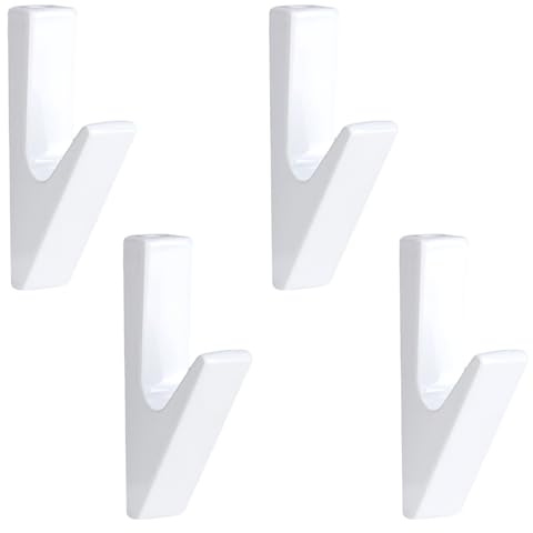 Prmape 4 Piezas Ganchos de Pared Blanco, Gancho Perchero de Aluminio, Perchero Pared con Tornillos, Colgador Ropa Individual para Chaquetas, Abrigos, Ropa, Bufandas, Bolsos (Máx. 20 kg)