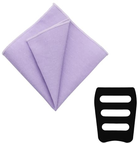 LHXzizizi White Pocket Squares for Men, Mens Linen Cotton Handkerchiefs with Pocket Square Holder for Daily Wedding Banquet (Purple)