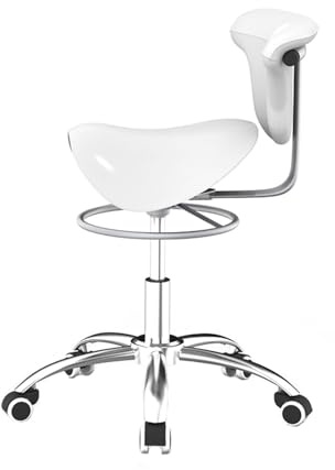 Sadelpall Ergonomisk, Rullande Snurrpall Med Hjul, Justerbar Höjd 57-67cm For Salong Massageklinik Kontor Hemma, Belastning 440LBS(White)