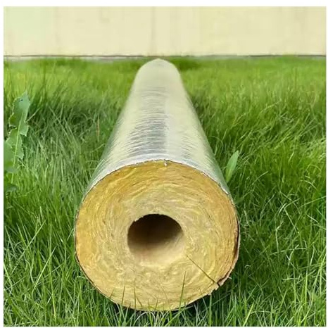 Tubo aislante de lana de vidrio, revestimiento aislante de lana de roca con lámina de aluminio, industrial, tubería aislante for chimenea de caldera, 1 m.(34,30MM)