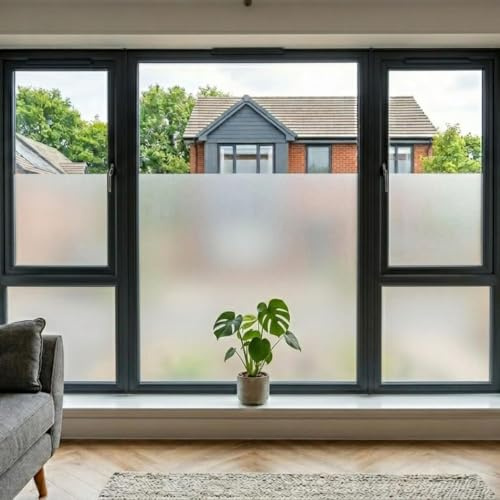 Frosted Glass Window Film - 100cm x 1 metre | Ultimate Window Privacy Film | Etch Glass Frosting Film | Frosted White Opal Self-Adhesive Window Film