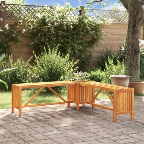 Panca da Giardino, Legno di con 2 Fioriere, Panca da Esterno per Fiori, Panchina da Parco, Panca da Giardino, Panca da Esterno (117×117×40 cm)