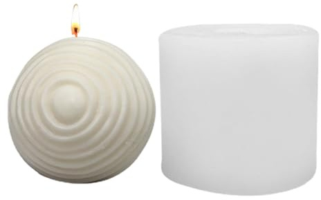 Vela esférica de silicona, forma de vela esférica de 8,8 cm, forma de bola en espiral, molde reutilizable de resina para fundición, soporte para creación, molde antideformación para hacer velas