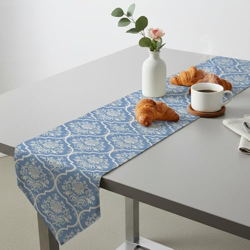 Classical Pink Floral Leaves Table Runner Cotton Table Runner Turner for Dining Party Kitchen Dining Coffee Holiday Party Decor Vintage Easter Decor for Home Kitchen Holiday 13 × 90 inch