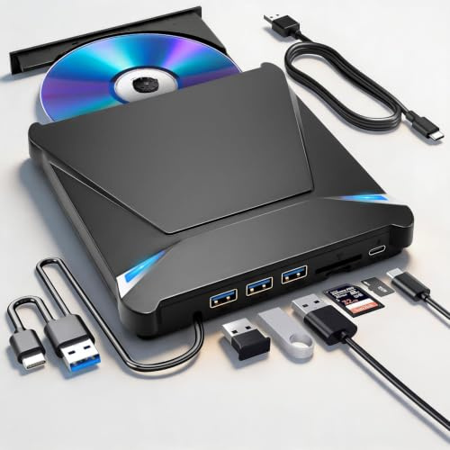 ZWQO Lecteur Graveur CD DVD Externe pour PC- USB 3.0 USB-C