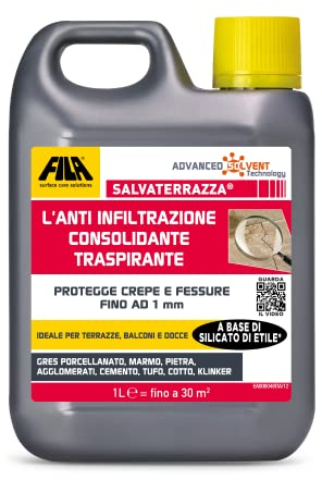 SALVATERRAZZA, Idrorepellente per Terrazzi ed Esterni ad Azione Consolidante e Anti Infiltrazione, 1L