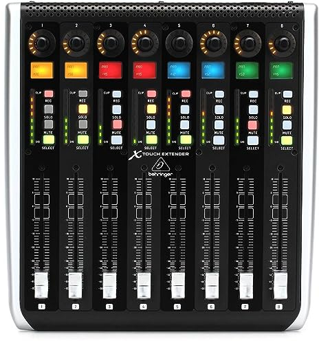 Behringer X-TOUCH EXTENDER mit 8 berührungsempfindlichen Motor-Fadern, LCD-Scribble-Streifen, USB-Hub und Ethernet/USB-Schnittstellen