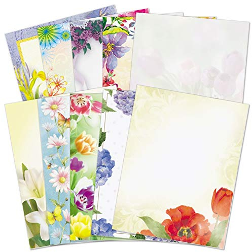 PaperDirect Everyday Spring Assortment Lilies Daisies Flowers Tulips Theme Paper Stationery, Border Paper, Letterhead 8.5 x 11, 100 sheets, Elegant Premium Writing Paper, Decorative Printer Paper