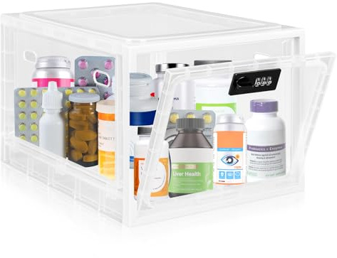 Gemaxvoled Abschließbare Box– Transparente Medikamentenbox zur Kindersicherung, Handy-Sperre & Snack-Kontrolle – BPA-freies Material, 12,6 Liter Fassungsvermögen, stapelbar & belüftet