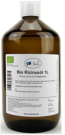 Sala Huile de ricin bio pressée à froid - 1 l - Flacon en verre de 1000 ml