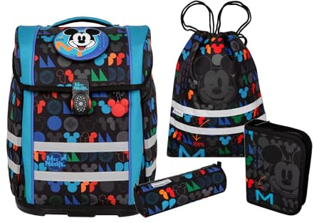McNeill Set di zaini per la scuola PERFECTO 5 pezzi Collezione 2024, Mickey Mouse