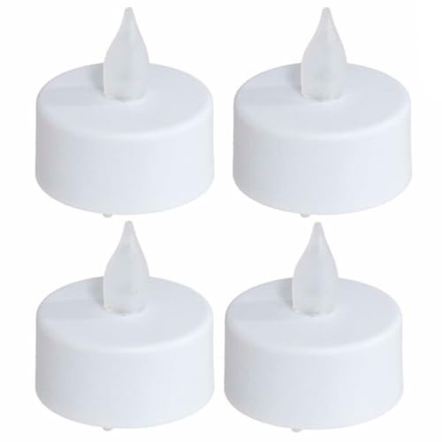 Acan Tradineur - Pack de 4 Velas de té LED, tealights con luz, plástico, Funcionan con Pilas, decoración del hogar, Navidad, Fiestas (Blanco - 4 x 4 cm)
