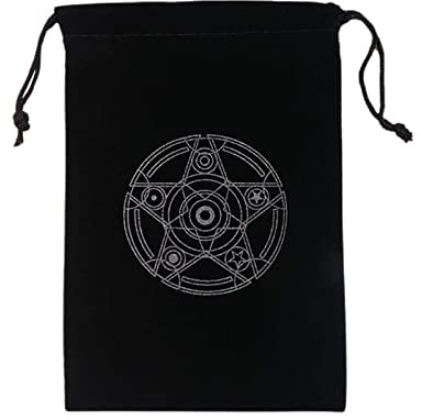 WOTEG Sacchetti per Tarocchi | Misteriosa Custodia per Carte dei tarocchi della magia Nera - Borsa per la conservazione di Carte e Dadi dei tarocchi, Borsa per tarocchi con Coulisse Ricamata