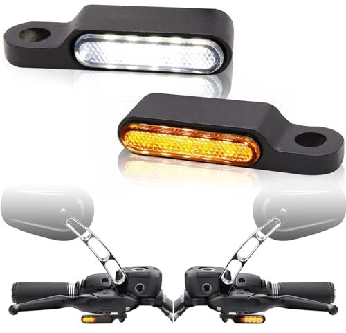 AUTOXBERT 2pcs Motorrad LED Blinker 12V Universal 6 LEDs Mini Bernstein Blinklicht, IP67 Wasserdicht für Cruiser Chopper Roller Quad