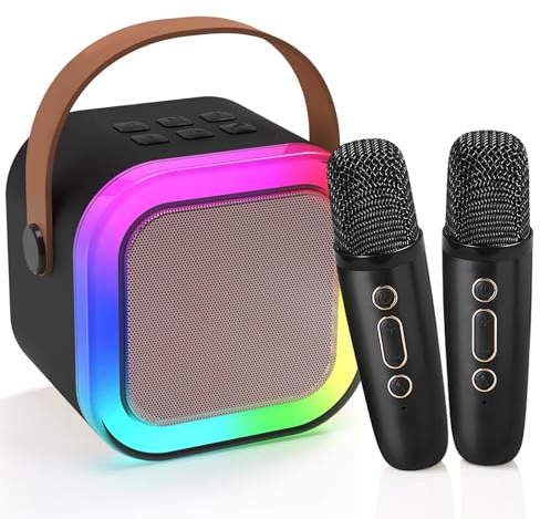 Micro Karaoke per bambini con 2 microfoni senza fili, Bluetooth Karaoke con Luce LED e Effetti di Cambio Voce, Portatile Microfono Macchina Karaoke Regalo per Ragazzi e Ragazze (Bianco)