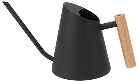 QANYEGN Vattenkanna, vattenkanna för inomhusväxter i rostfritt stål, lång pip Vattenkanna med trähandtag för trädgårdsbonsai inomhus utomhus (Svart)