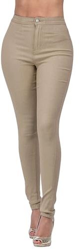 Pantalones Vaqueros Ajustados elásticos de Talle Alto para Mujer, Estilo Slim fit, Que realzan los glúteos, de Mezclilla, Color Liso, Informales, para Uso Diario.